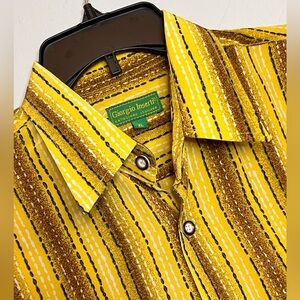 Giorgio Inserti Men’s XL Short Sleeve Button Up Microfiber Striped Yellow Shirt